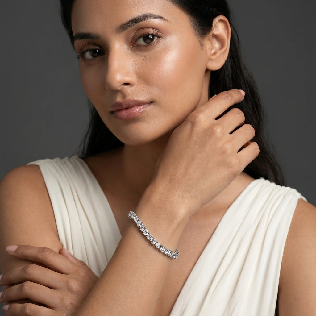 Silver Round Tennis Bracelet