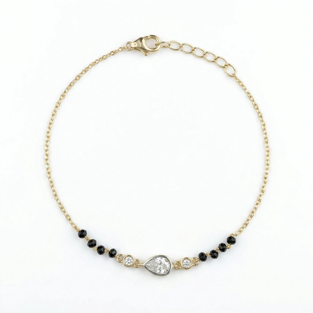 Gold Pear Mangalsutra Bracelet