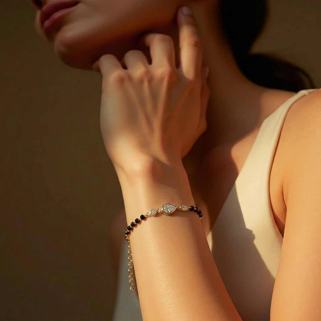 Gold Pear Mangalsutra Bracelet