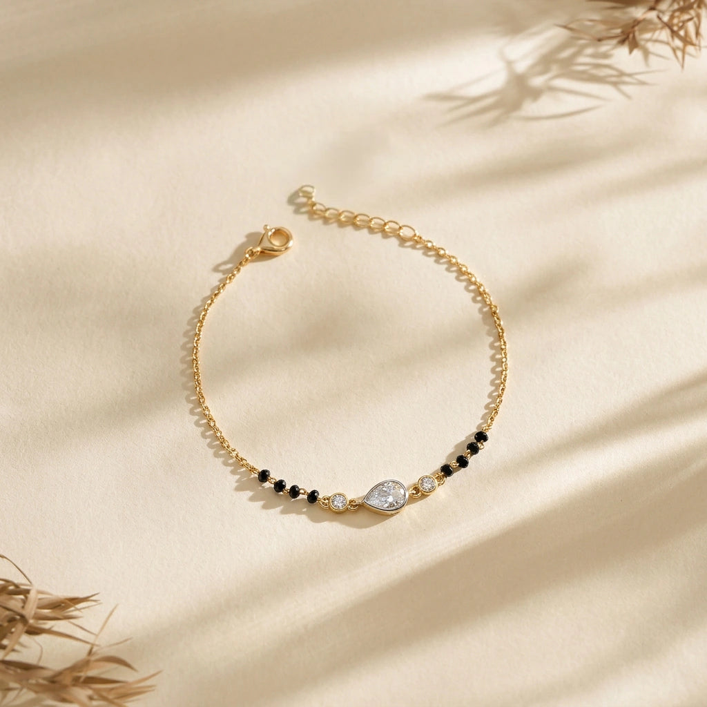 Gold Pear Mangalsutra Bracelet