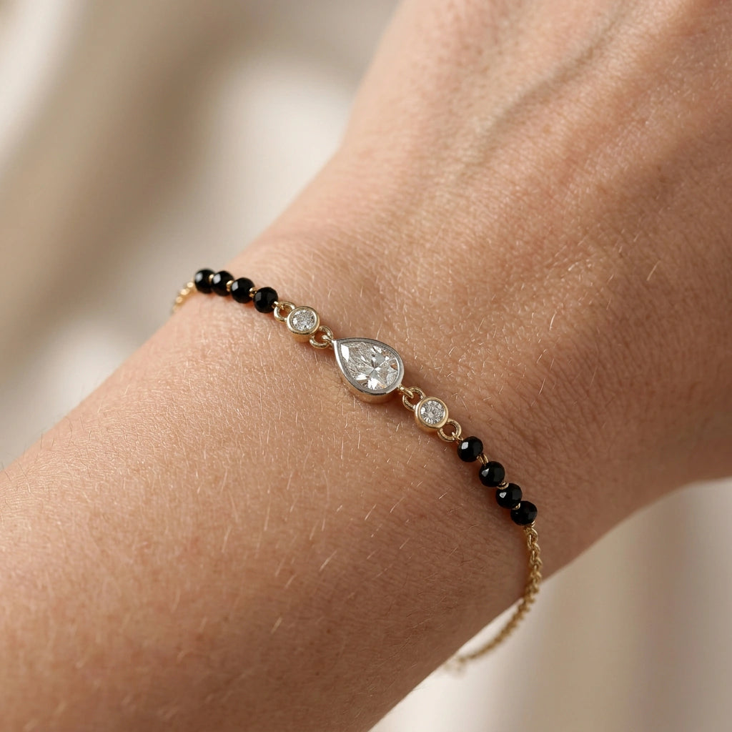 Gold Pear Mangalsutra Bracelet