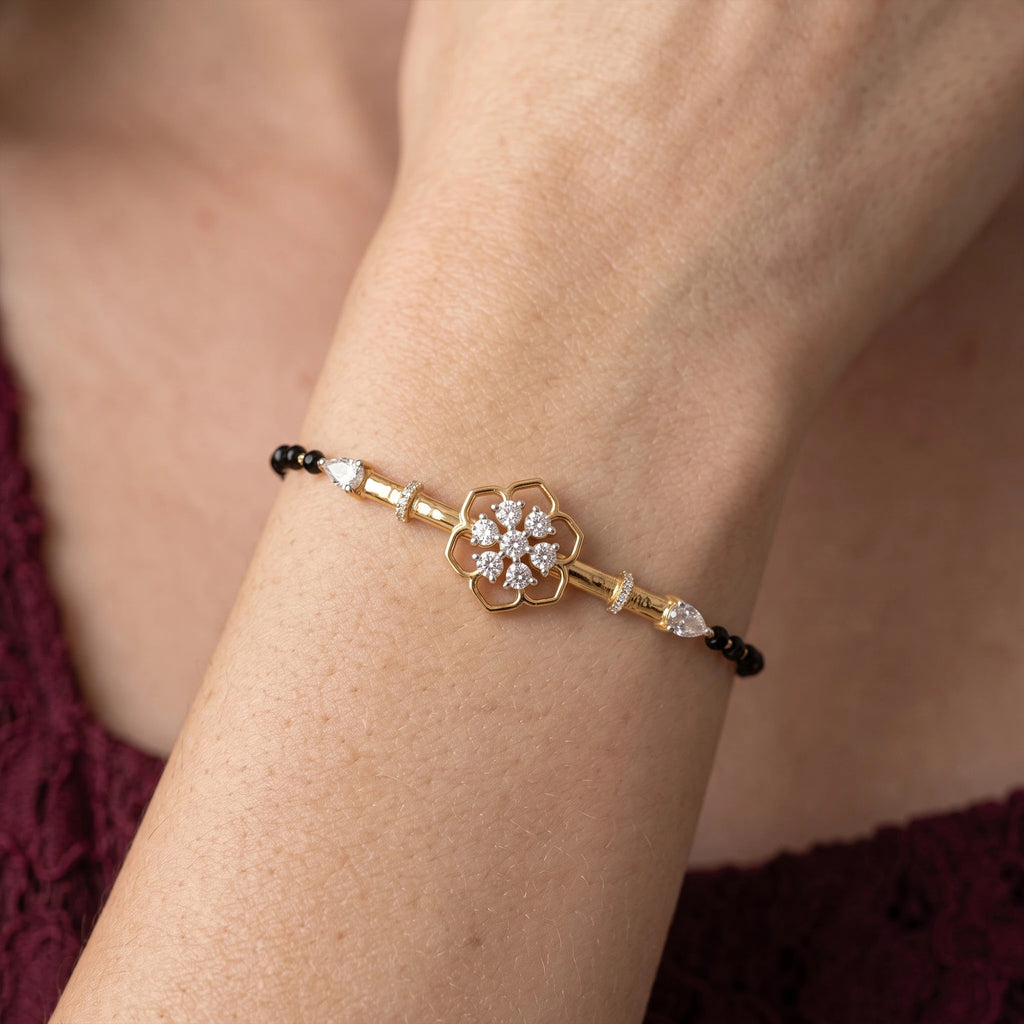 Gold Floral Halo Bracelet