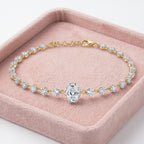 Gold Oval Solitaire Line Bracelet