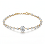 Gold Oval Solitaire Line Bracelet