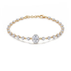 Gold Oval Solitaire Line Bracelet