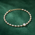 Gold Round Halo Tennis Bracelet