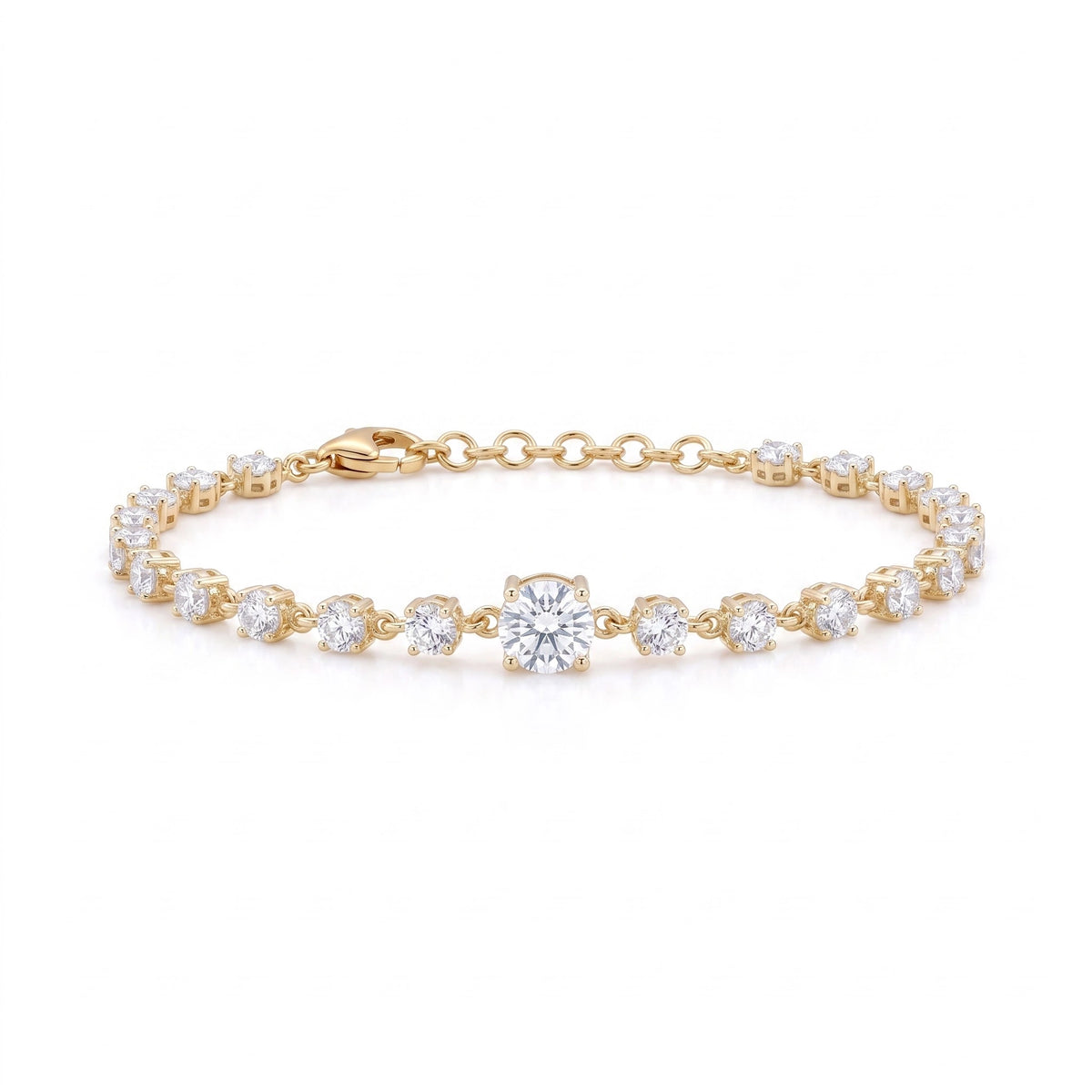 Gold Round Halo Tennis Bracelet