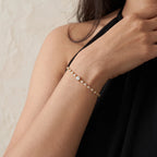 Gold Round Halo Tennis Bracelet