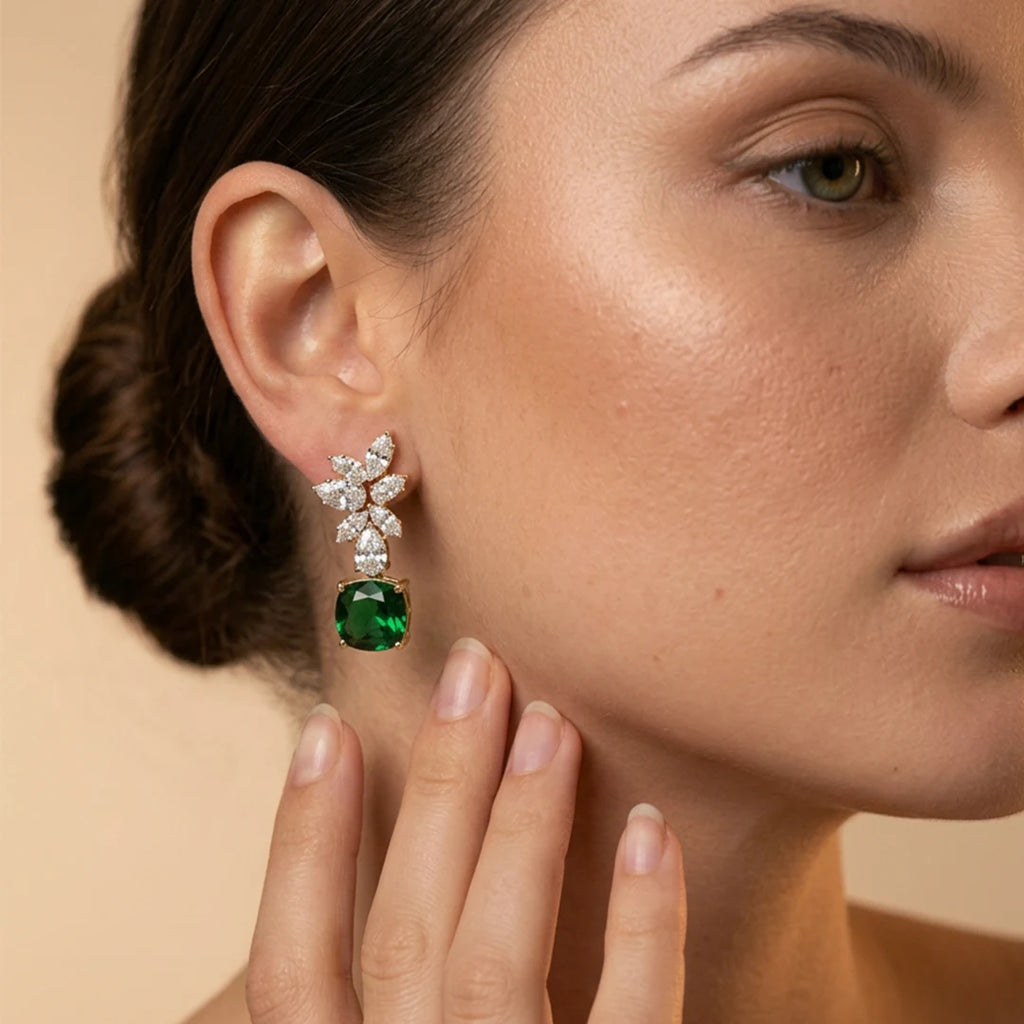 Gold Marquise Bloom Drop Earrings