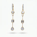 Gold Triple Drop Link Earrings