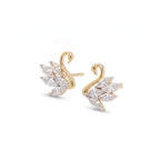 Gold Swan Crystal Stud Earrings
