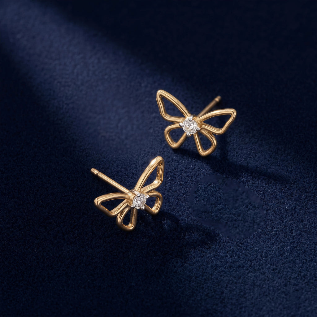 Gold Butterfly Stud Earrings