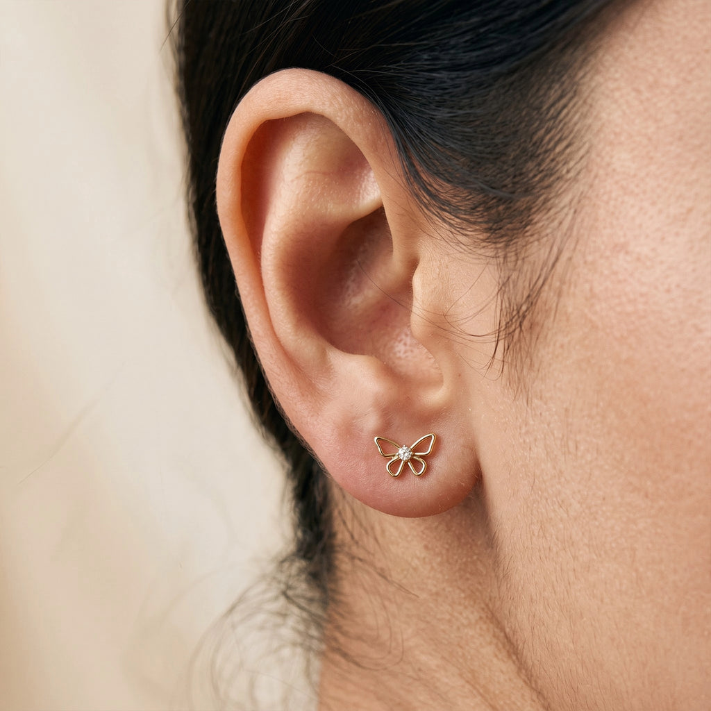 Gold Butterfly Stud Earrings