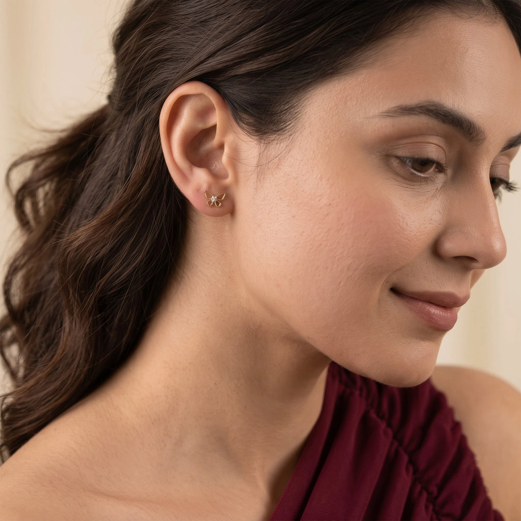 Gold Butterfly Stud Earrings