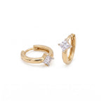 Gold Square Solitaire Hoop Earrings