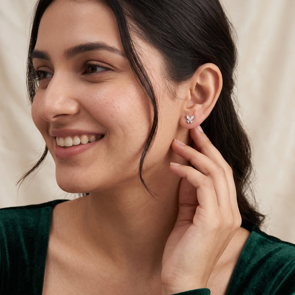 Silver Butterfly Stud Earrings
