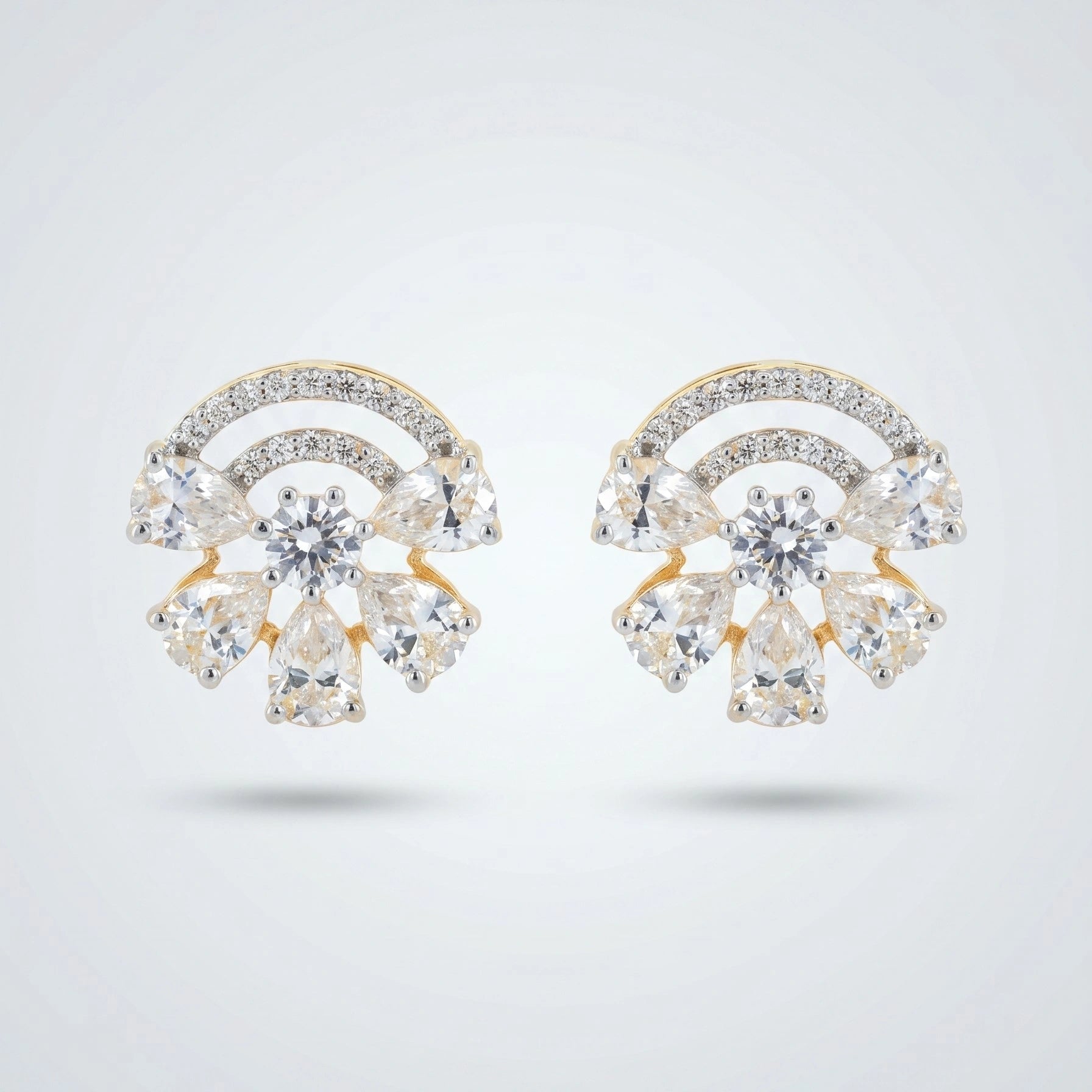 Gold Aurora Fan Stud Earrings