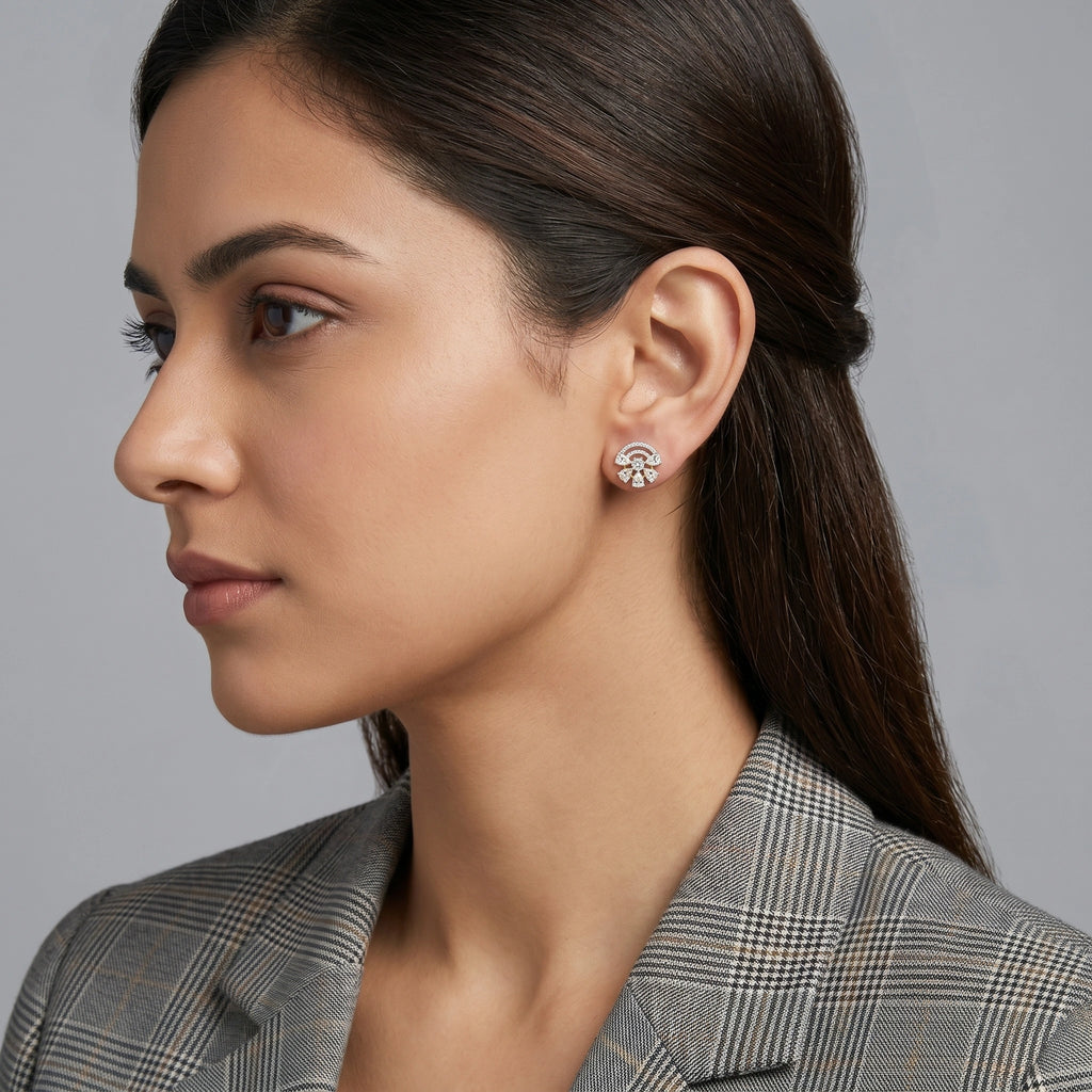 Gold Aurora Fan Stud Earrings