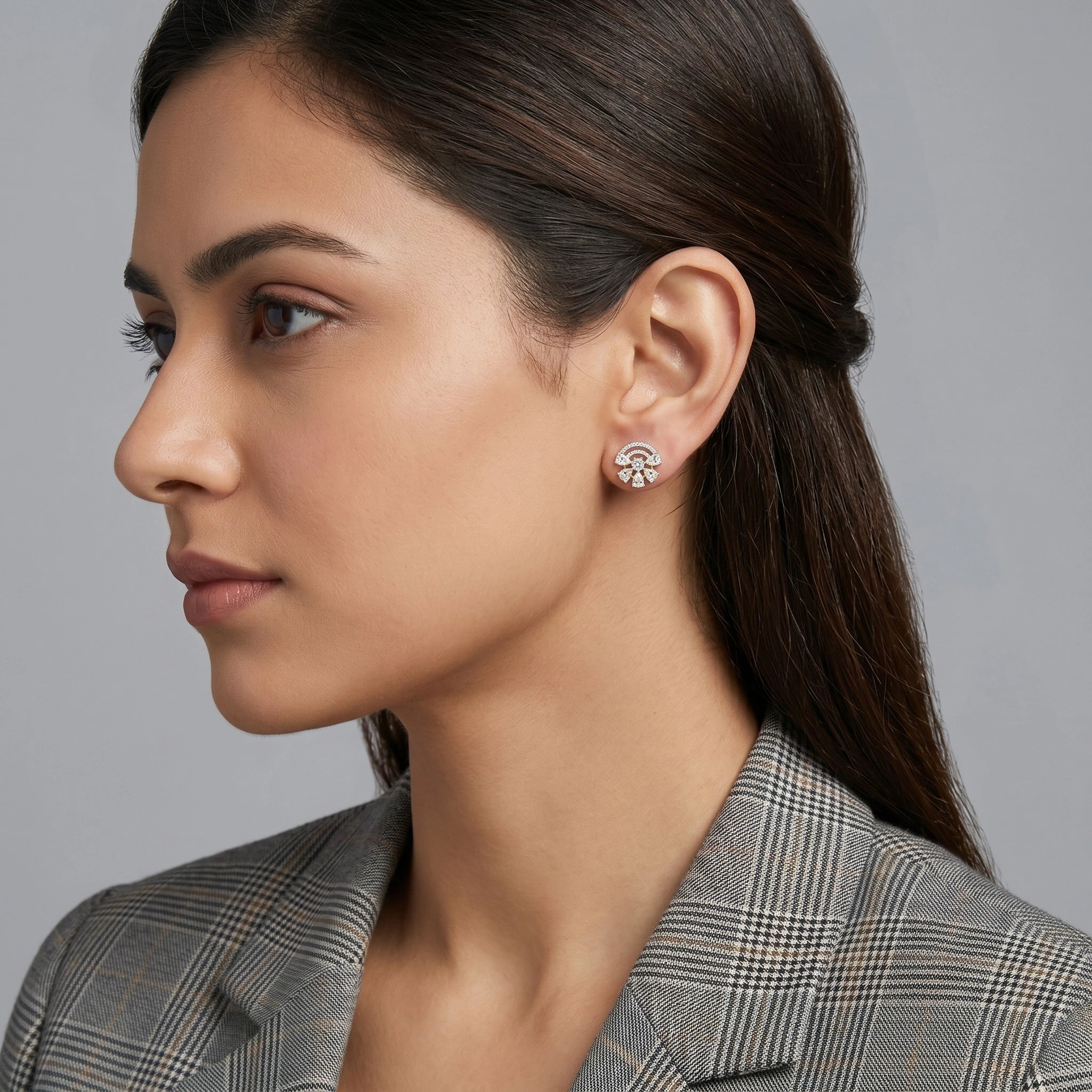 Gold Aurora Fan Stud Earrings