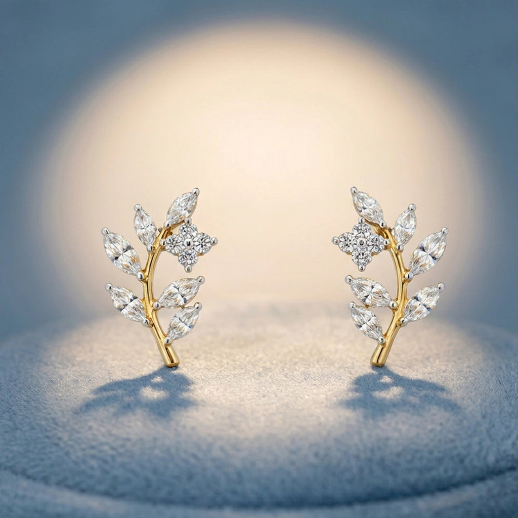 Gold Bloom Leaf Stud Earrings