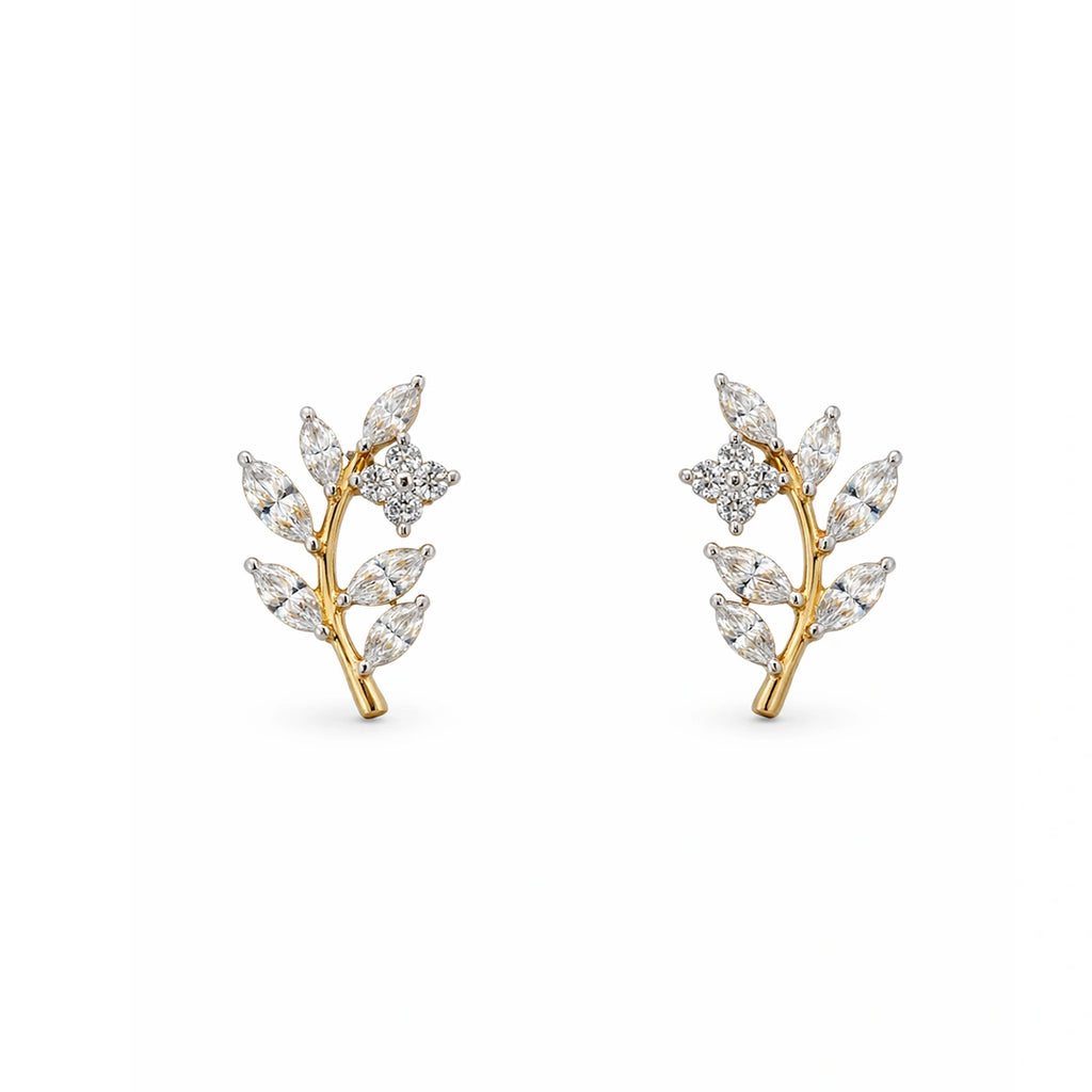 Gold Bloom Leaf Stud Earrings