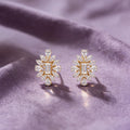 Gold Sunburst Bloom Stud Earrings