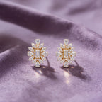 Gold Sunburst Bloom Stud Earrings