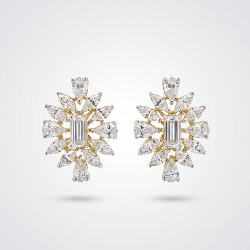 Gold Sunburst Bloom Stud Earrings