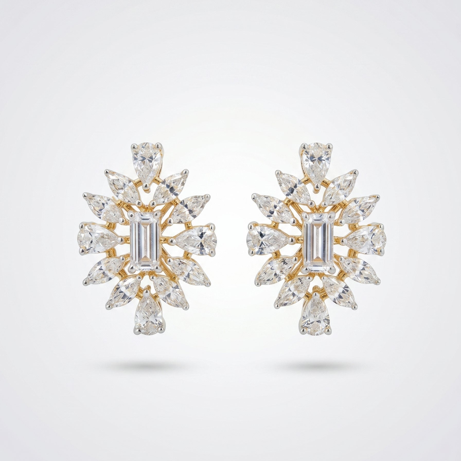 Gold Sunburst Bloom Stud Earrings