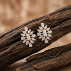 Gold Sunburst Bloom Stud Earrings