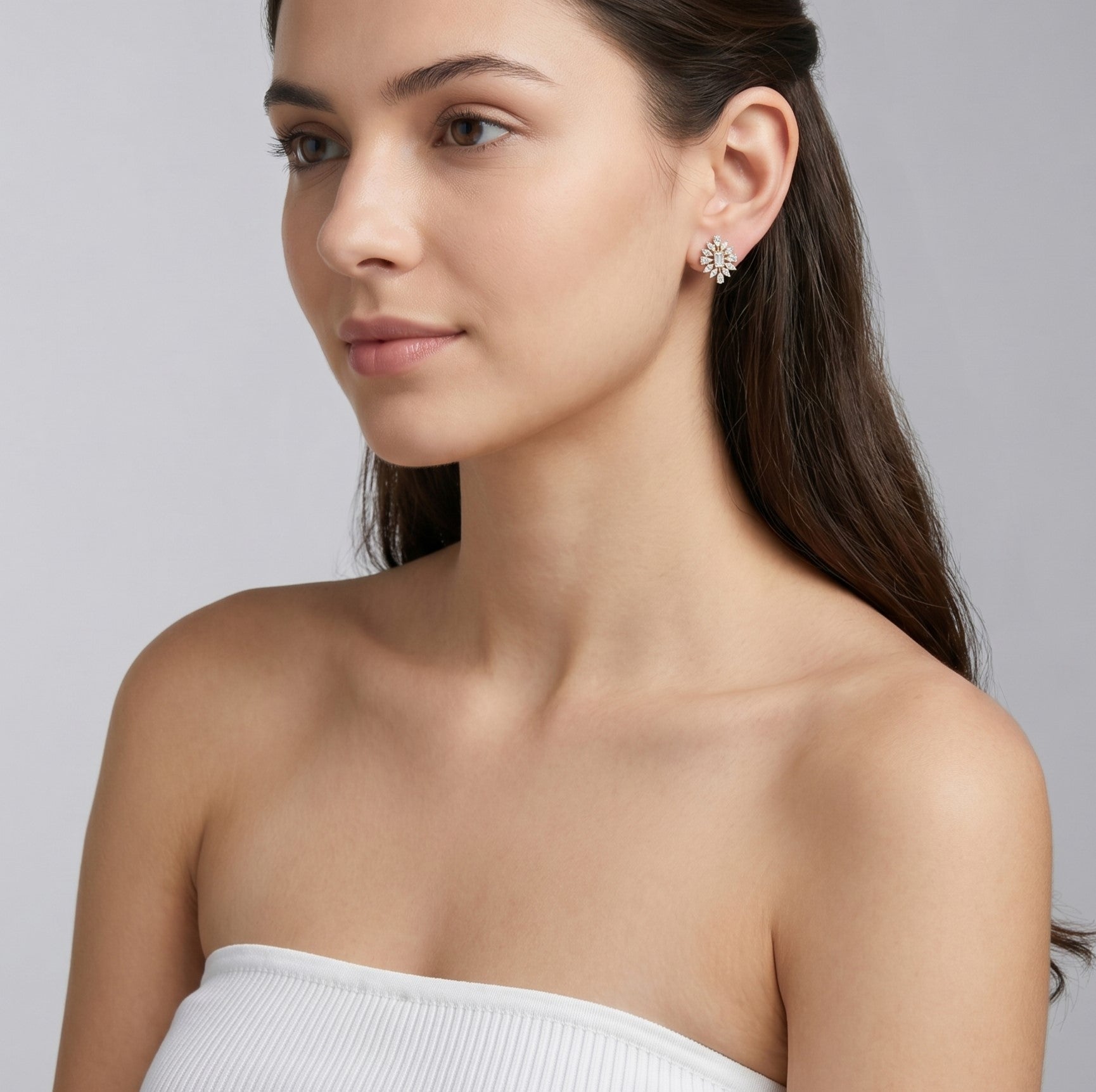 Gold Sunburst Bloom Stud Earrings