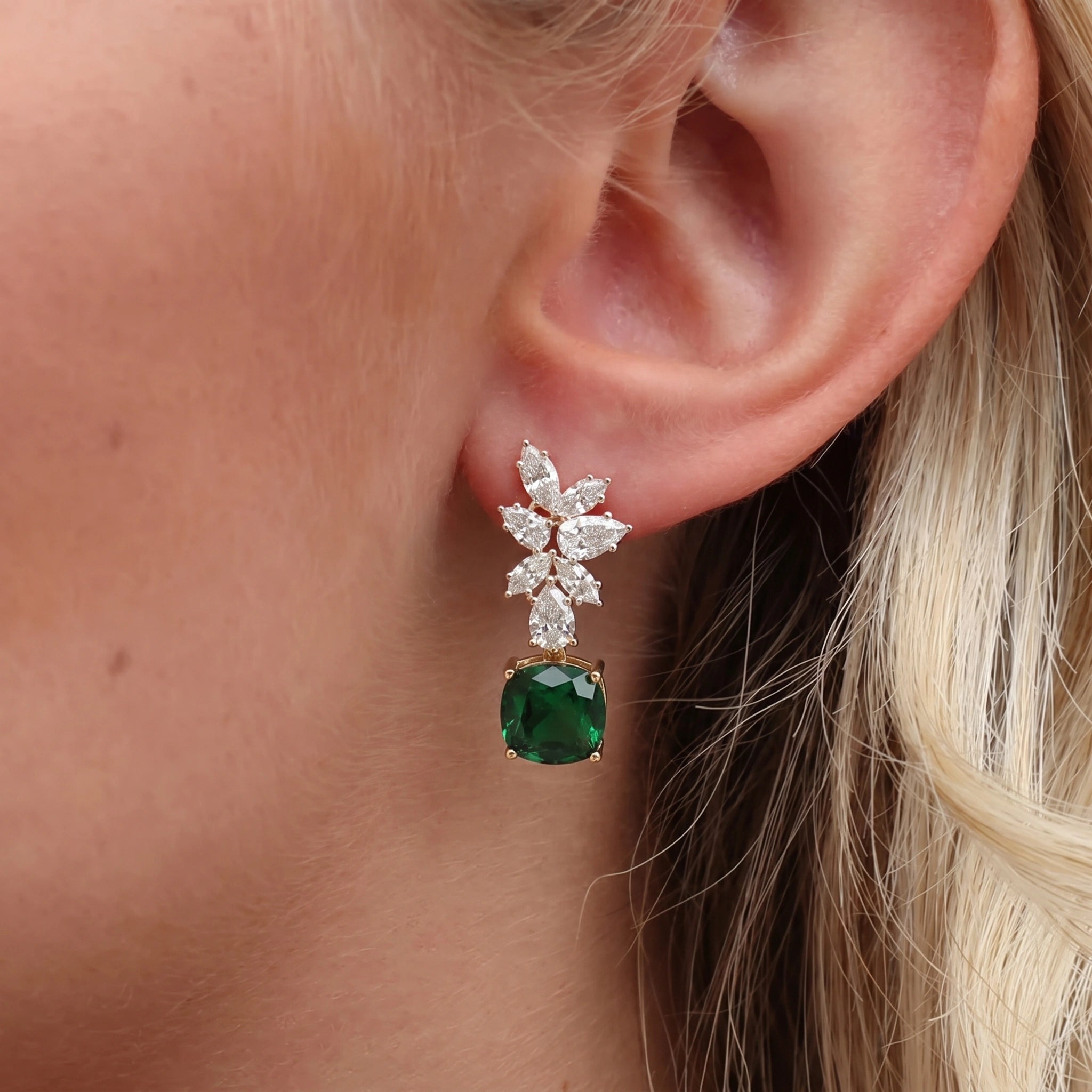 Gold Marquise Bloom Drop Earrings