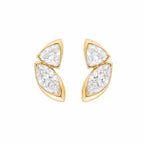 Gold Dual Stone Leaf Earrings