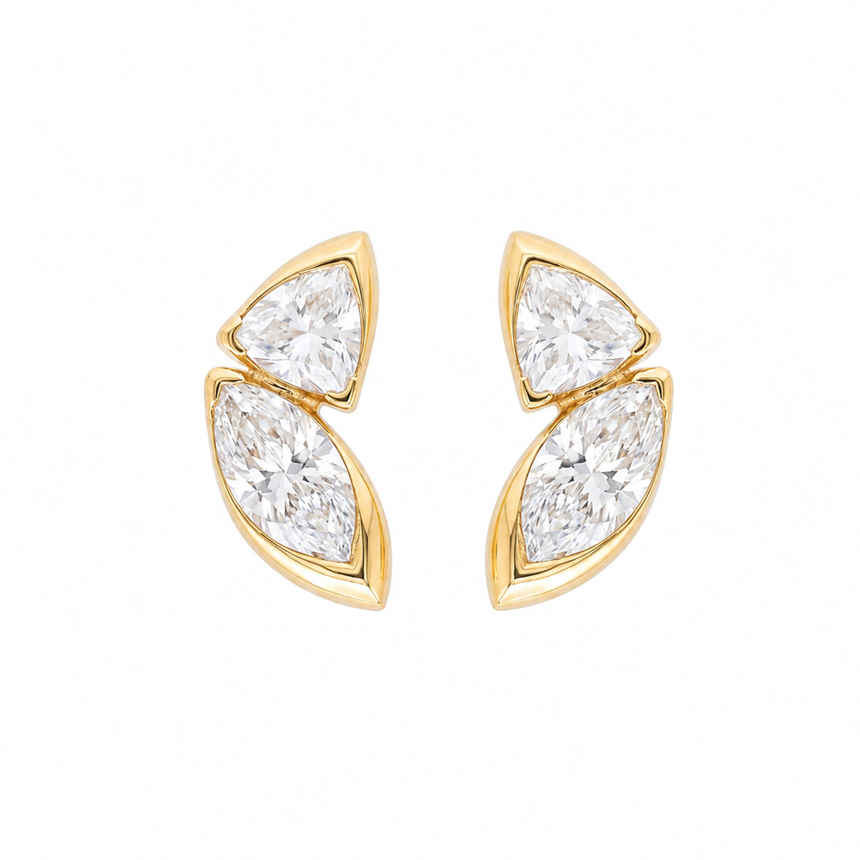 Gold Dual Stone Leaf Earrings