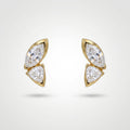 Gold Dual Stone Leaf Earrings