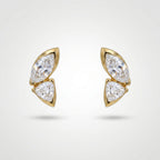 Gold Dual Stone Leaf Earrings