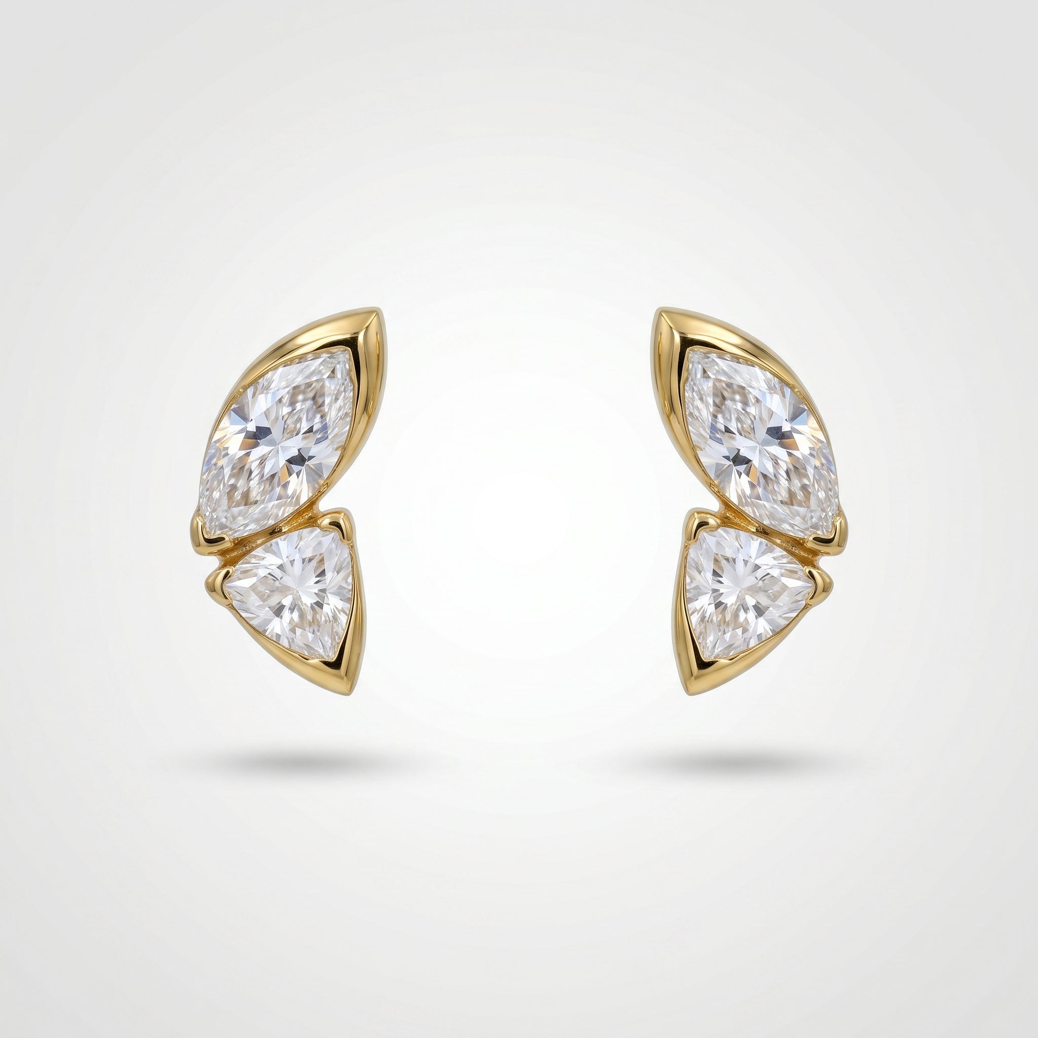 Gold Dual Stone Leaf Earrings