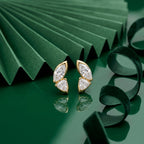 Gold Dual Stone Leaf Earrings