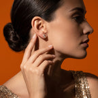 Gold Dual Stone Leaf Earrings
