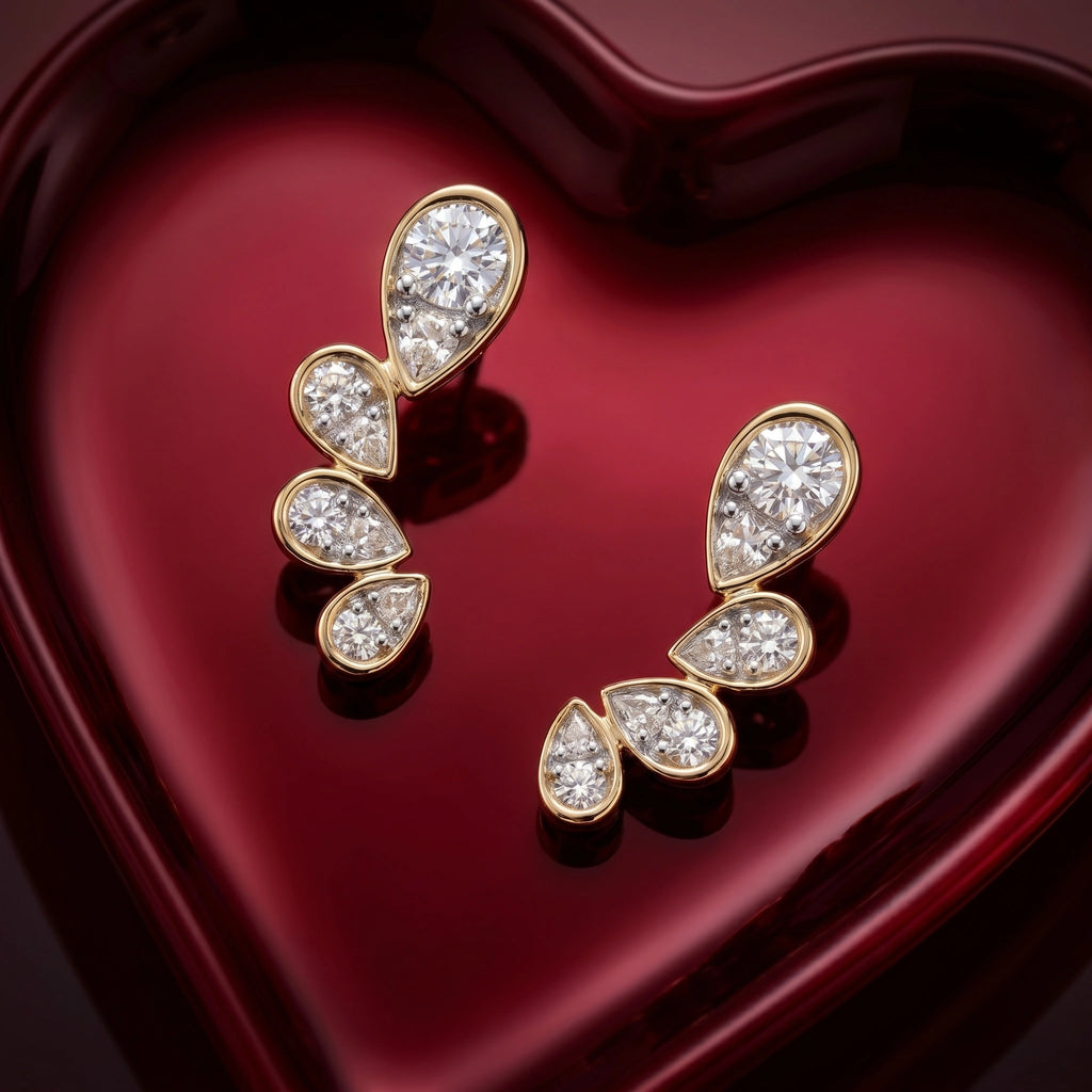 Gold Petal Cascade Stud Earrings