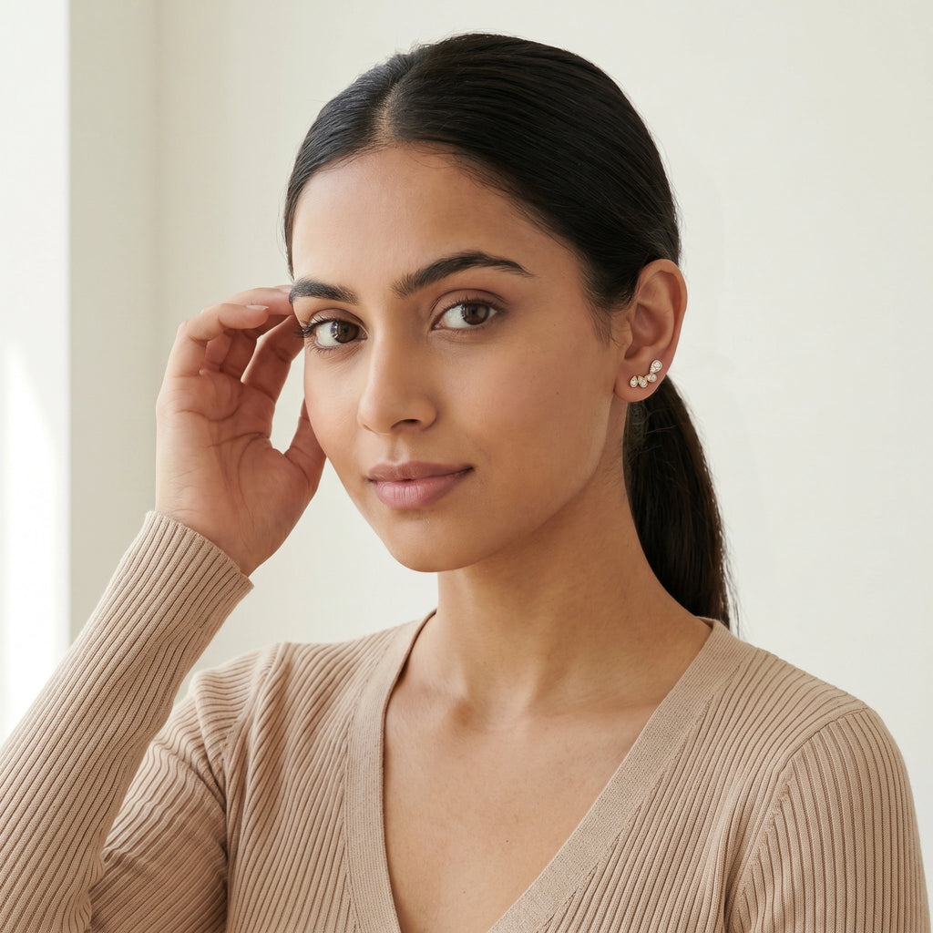 Gold Petal Cascade Stud Earrings