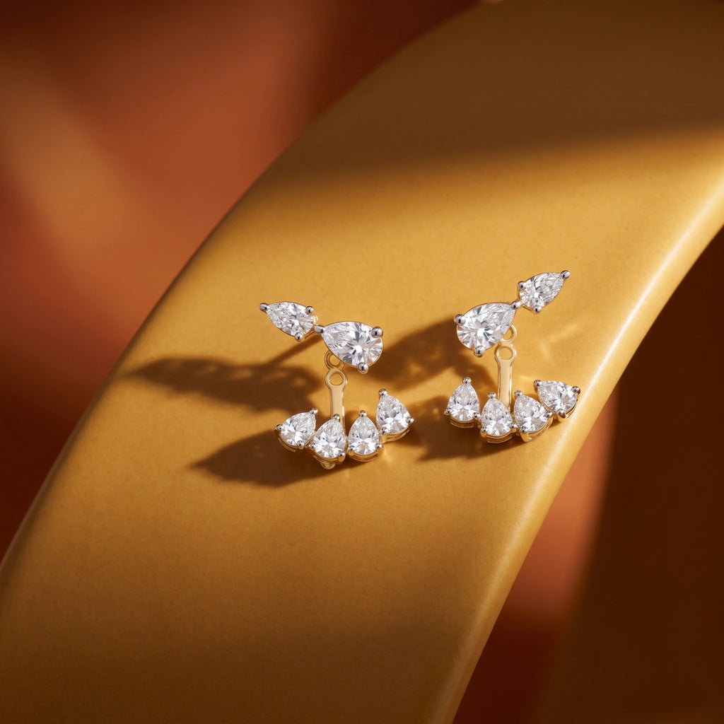 Silver Pear Wing Stud Earrings