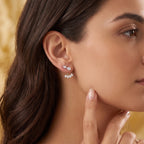 Silver Pear Wing Stud Earrings
