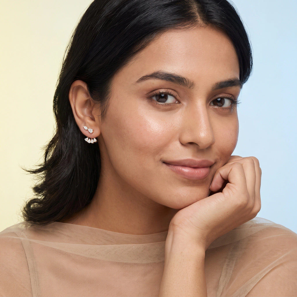 Silver Pear Wing Stud Earrings