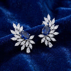 Silver Sapphire Bloom Earrings