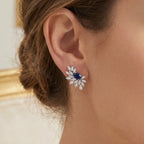 Silver Sapphire Bloom Earrings