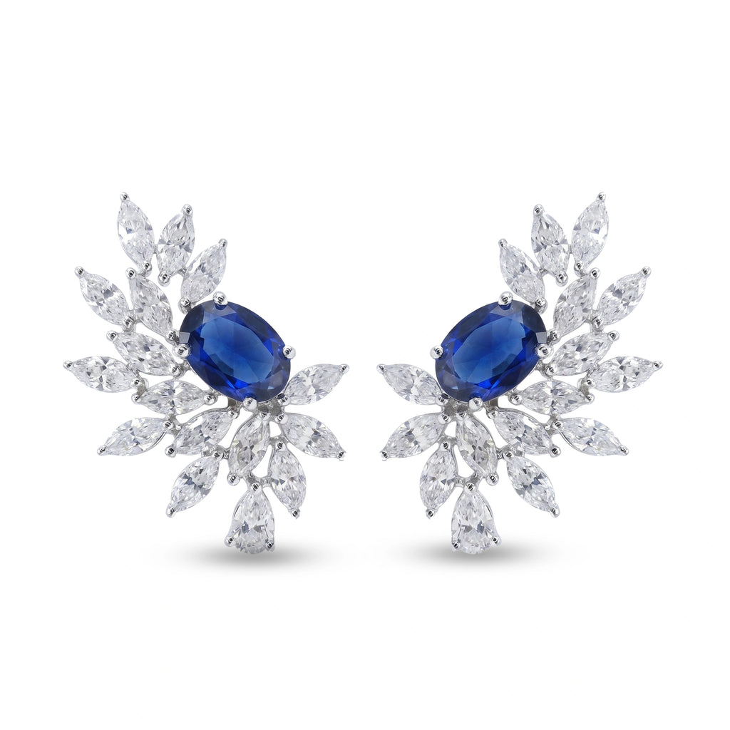 Silver Sapphire Bloom Earrings