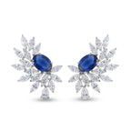 Silver Sapphire Bloom Earrings