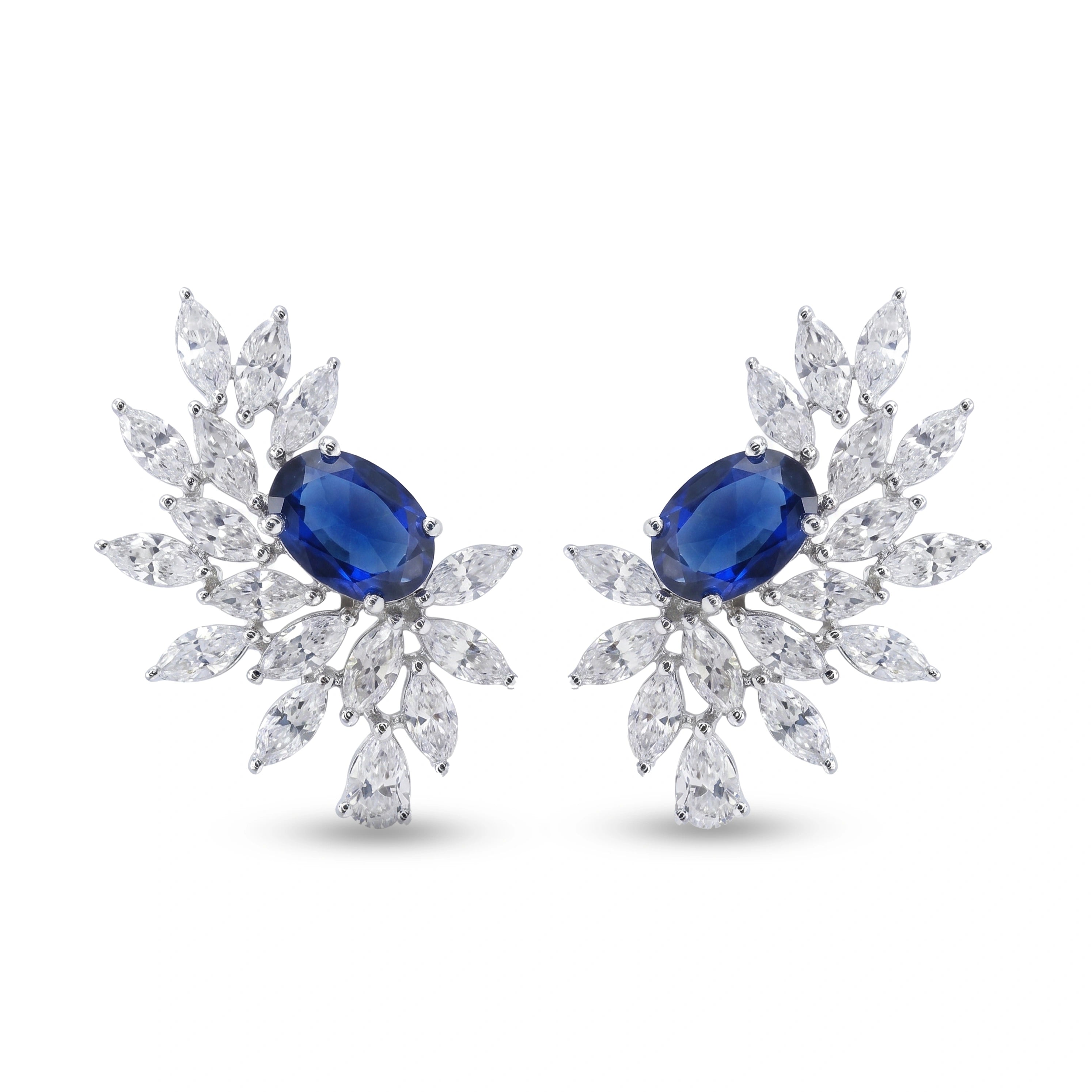 Silver Sapphire Bloom Earrings