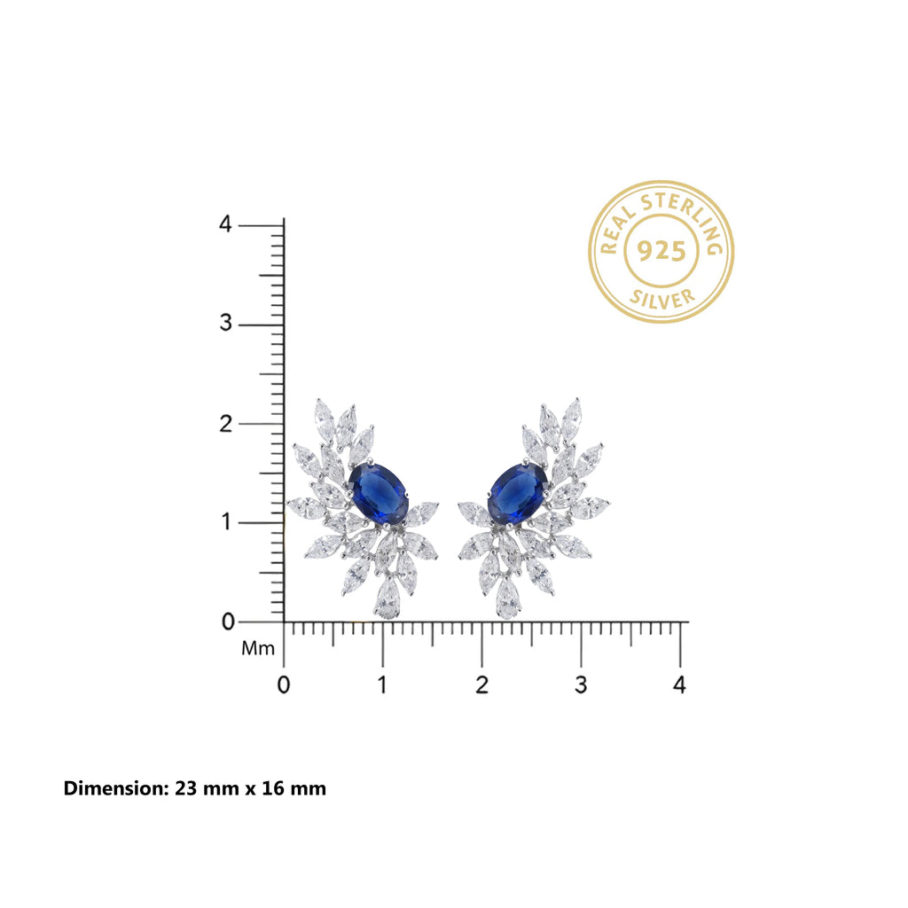 Silver Sapphire Bloom Earrings